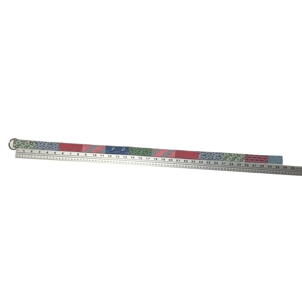 VINEYARD VINES Logo Patchwork Cotton Double‎ D Ring Belt - 35 Inches